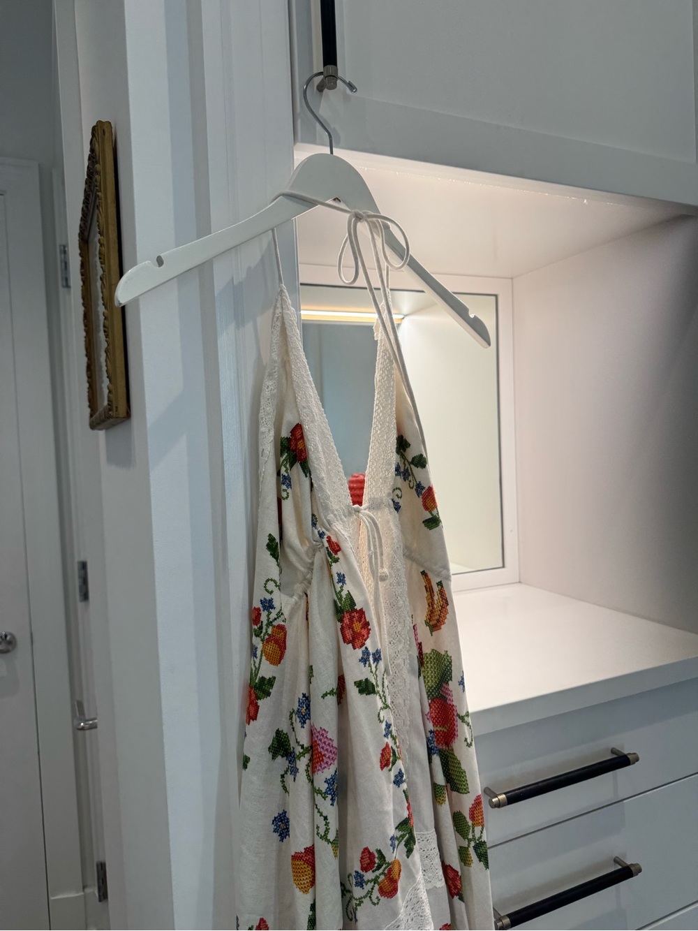 White Embroidered Floral Halter cover up - Picture 8 of 14